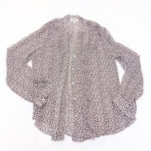L'Agence Long Sleeve Sheer Patterned Printed Blouse Ruffle Accent Top Size Small